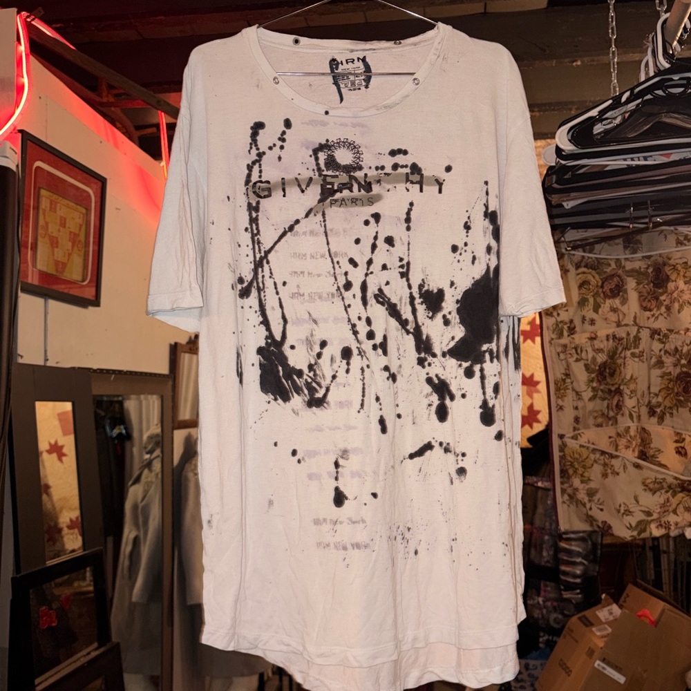 NOT Givenchy White Tee with Black Splatter Design
